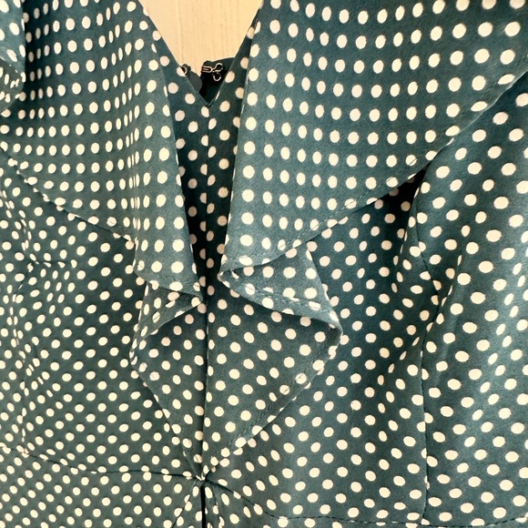 EXPRESS BLUE POLKA DOT MINI DRESS SIZE 4 FLIRTY SUMMER COUNTRY STYLE - Picture 6 of 8